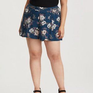 Torrid Teal Floral Challis Shorts - 2X
